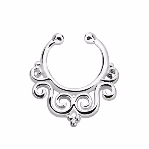 Fake septum / septum hanger i 925-silver - Indian decorated design