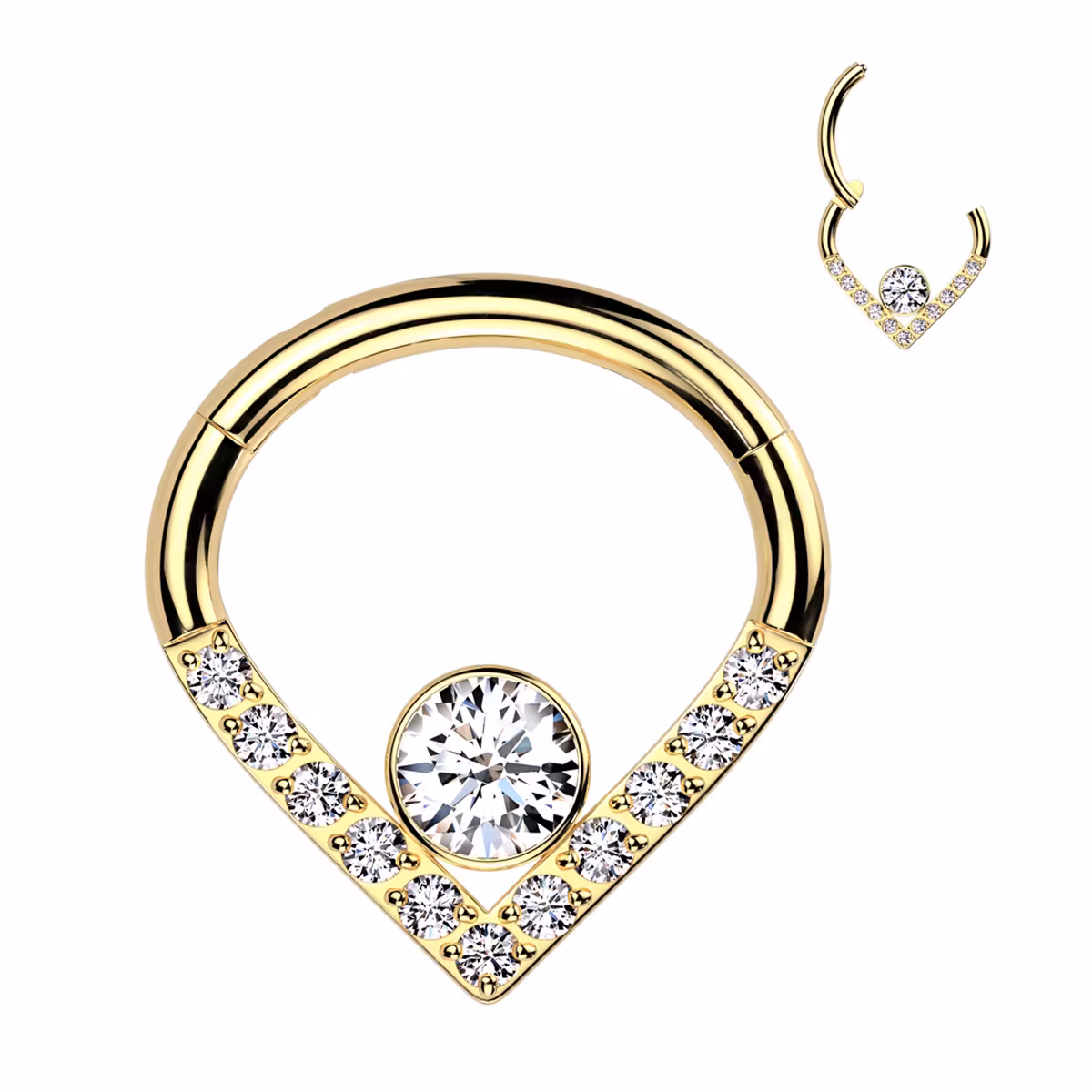 Segmentring i titanium 1.2mm - droppformad design cubic zirconia och centrerad rund CZ eller opal