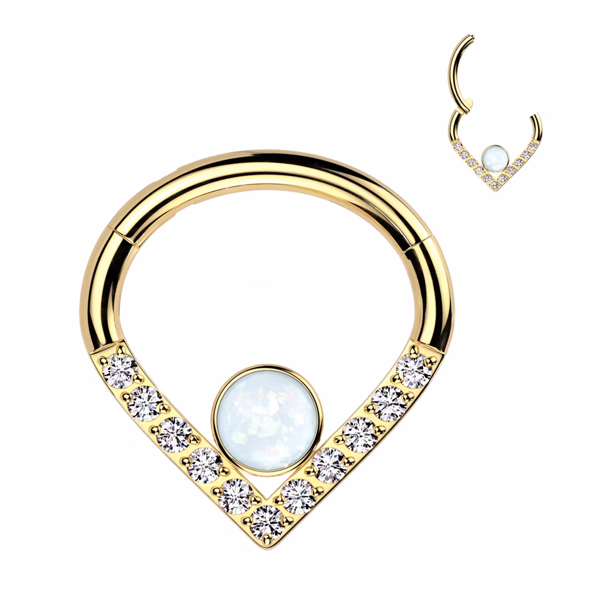 Segmentring i titanium 1.2mm - droppformad design cubic zirconia och centrerad rund CZ eller opal