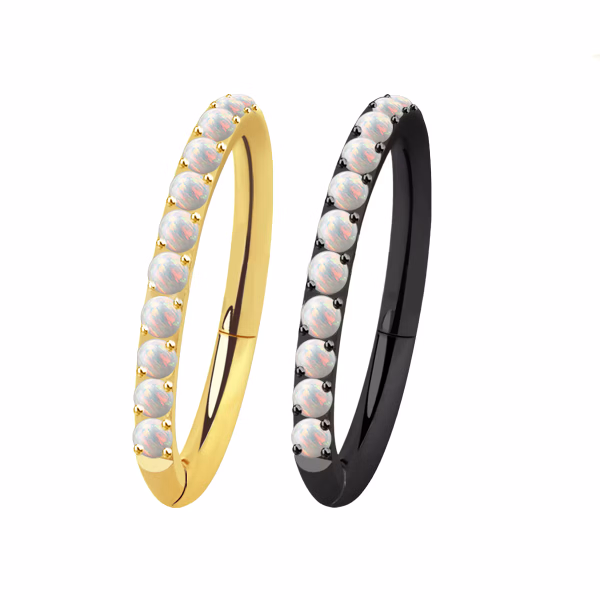 Segmentring 1.2mm i PVD-pläterad kirurgiskt stål med syntetisk opal