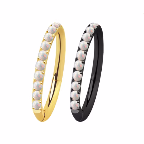 Segmentring 1.2mm i PVD-pläterad kirurgiskt stål med syntetisk opal