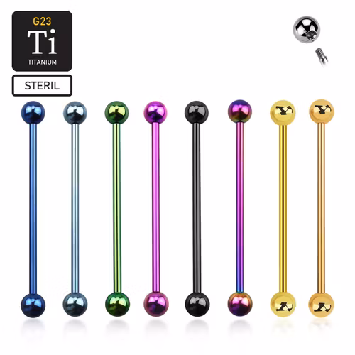 Steril Industrial barbell i PVD-pläterad titanium med 5mm kulor