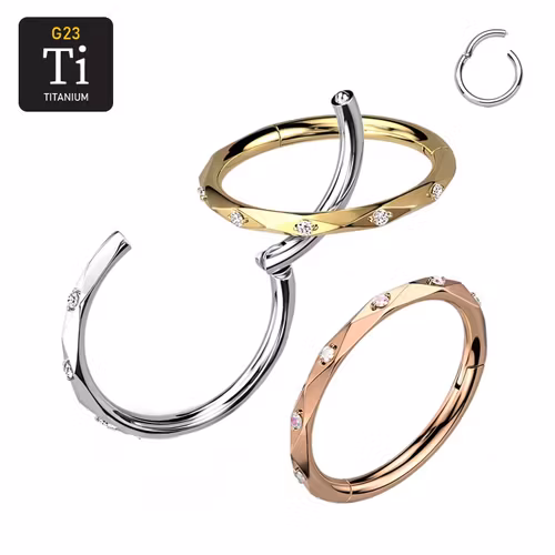 Segmentring i titanium 1.2mm med diamantslipad kant och cubic zirconia