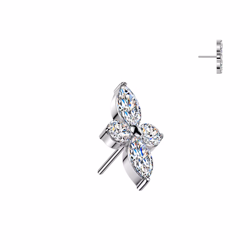 Threadless topp i titanium - Runda och navettslipade CZ