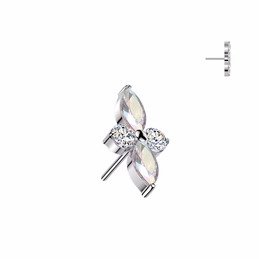 Threadless topp i titanium - Runda och navettslipade CZ