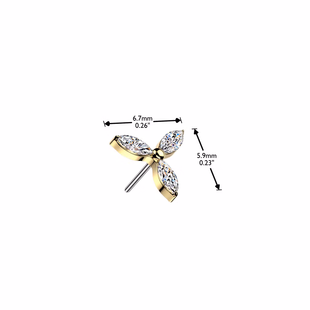 Threadless topp i titanium - Trinity marquise flower