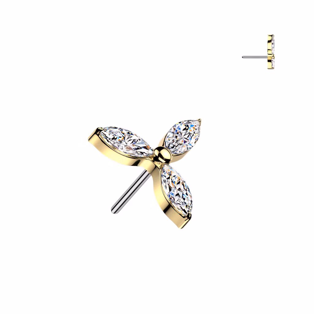 Threadless topp i titanium - Trinity marquise flower