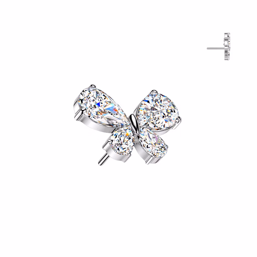 Threadless topp i titanium - Fjäril / rosett