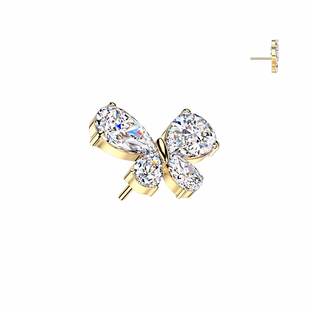 Threadless topp i titanium - Fjäril / rosett