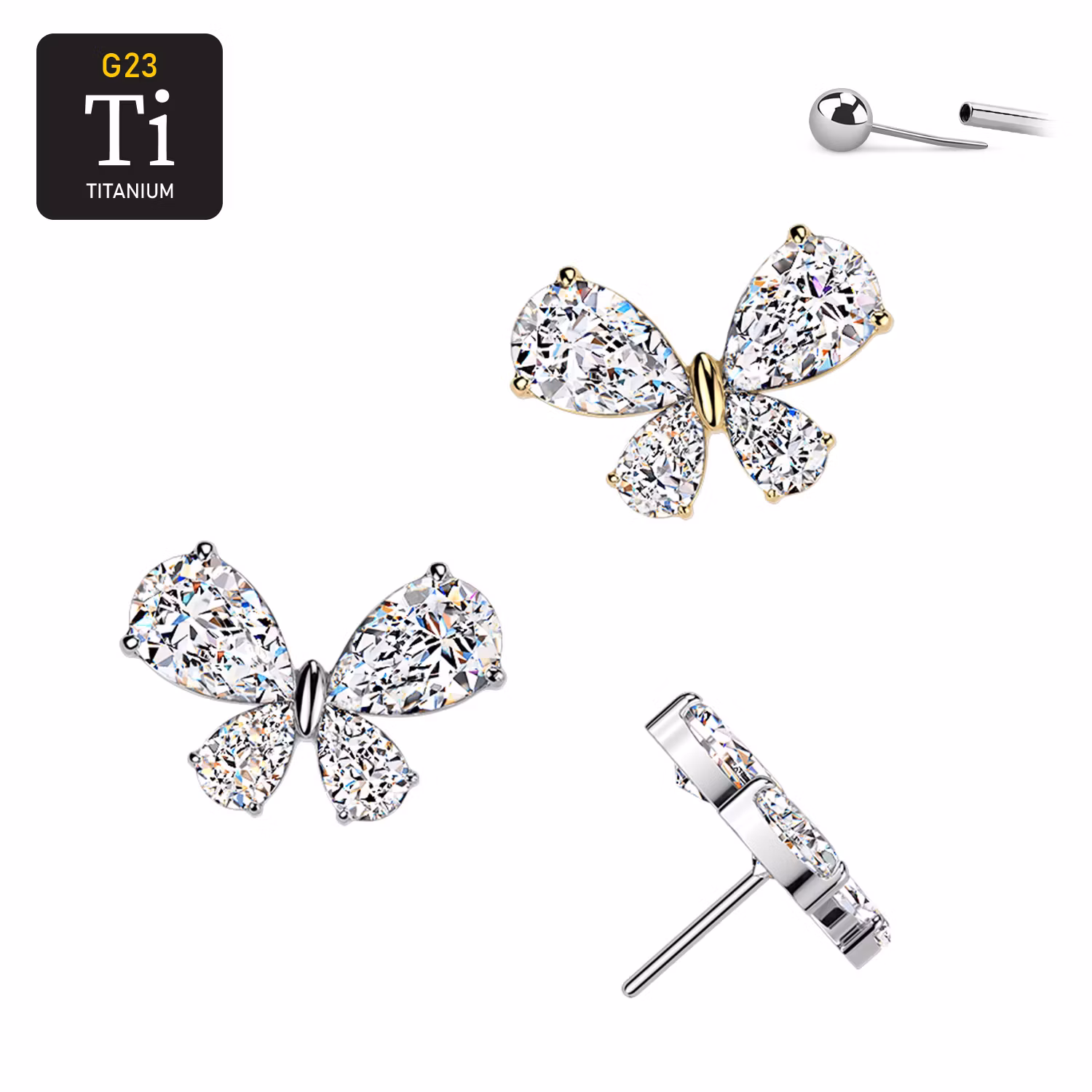 Threadless topp i titanium - Trinity marquise flower