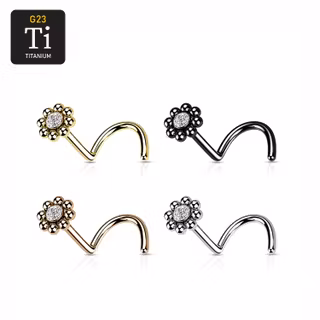 Nässmycke i titan - Bollkluster / blomma med klar CZ