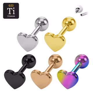 Barbell / Tungstav i titanium 1.6mm med 7mm hjärtformad topp