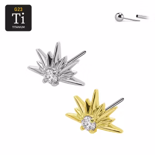 Threadless topp i titanium - "Soluppgång" med cz