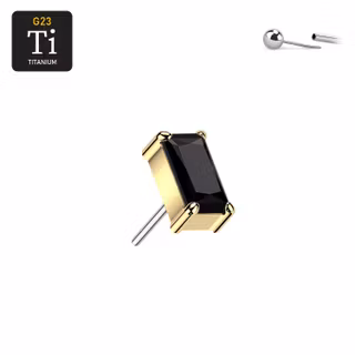 Obsidian Block - Rektangulär threadless topp i PVD-pläterad titanium med CZ