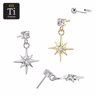 Polstjärna - hängande Titan-topp med gnistrande cz i topp och hänge