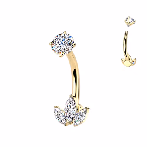 Navelsmycke Trinity Marquise med CZ i 316L kirurgiskt stål