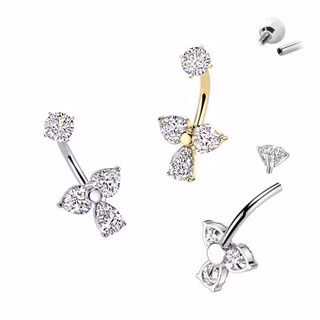 Navelsmycke Trinity Drop med CZ i 316L kirurgiskt stål