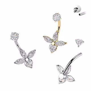 Eternal Bloom – Navelsmycke med hjärta och markiskristaller - 316L kirurgiskt stål