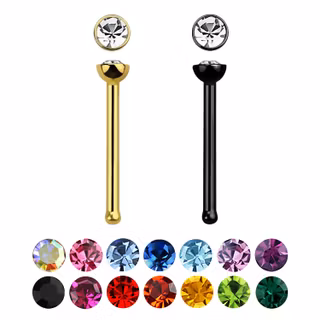 PVD-pläterad Näspin "Nose Bone" 0.8mm med 2mm CZ