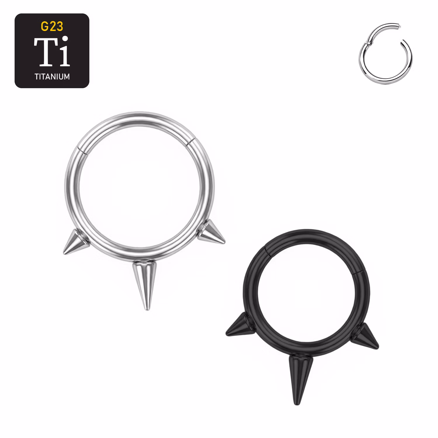 Septum segmentring i titanium 1.2mm med gångjärn och spikes