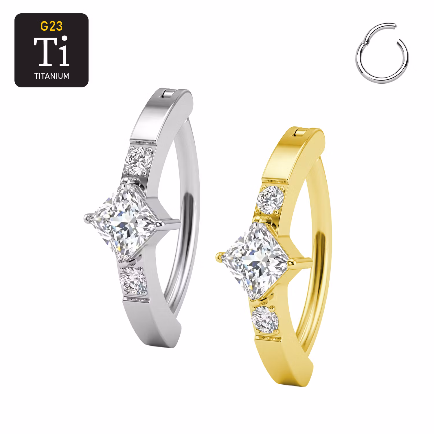 Clicker navelsmycke med CZ-stenar