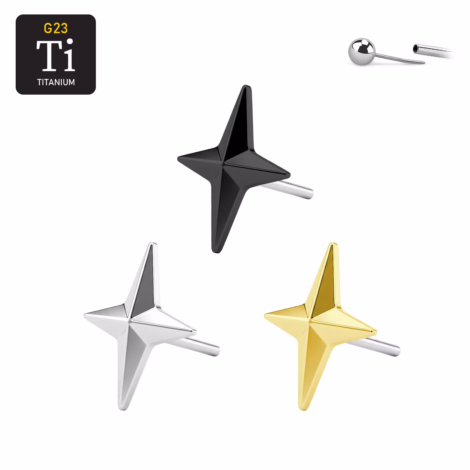 Threadless topp i titanium - Polstjärna