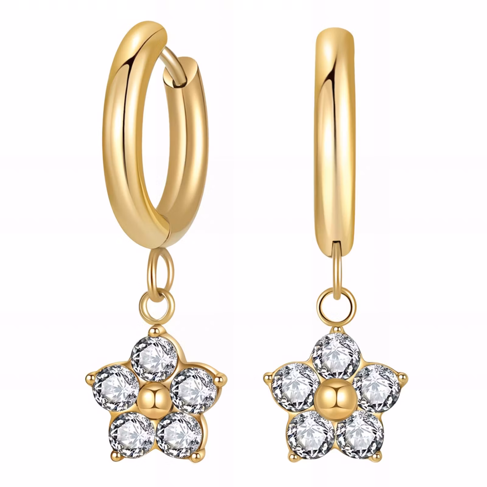 "Flowers" - 18K Guldpläterat örhänge med 5st CZ