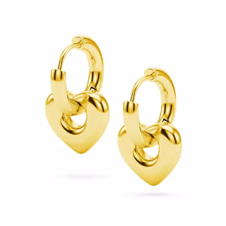 "Heart" - 18K Guldpläterat örhänge med solida hjärtan