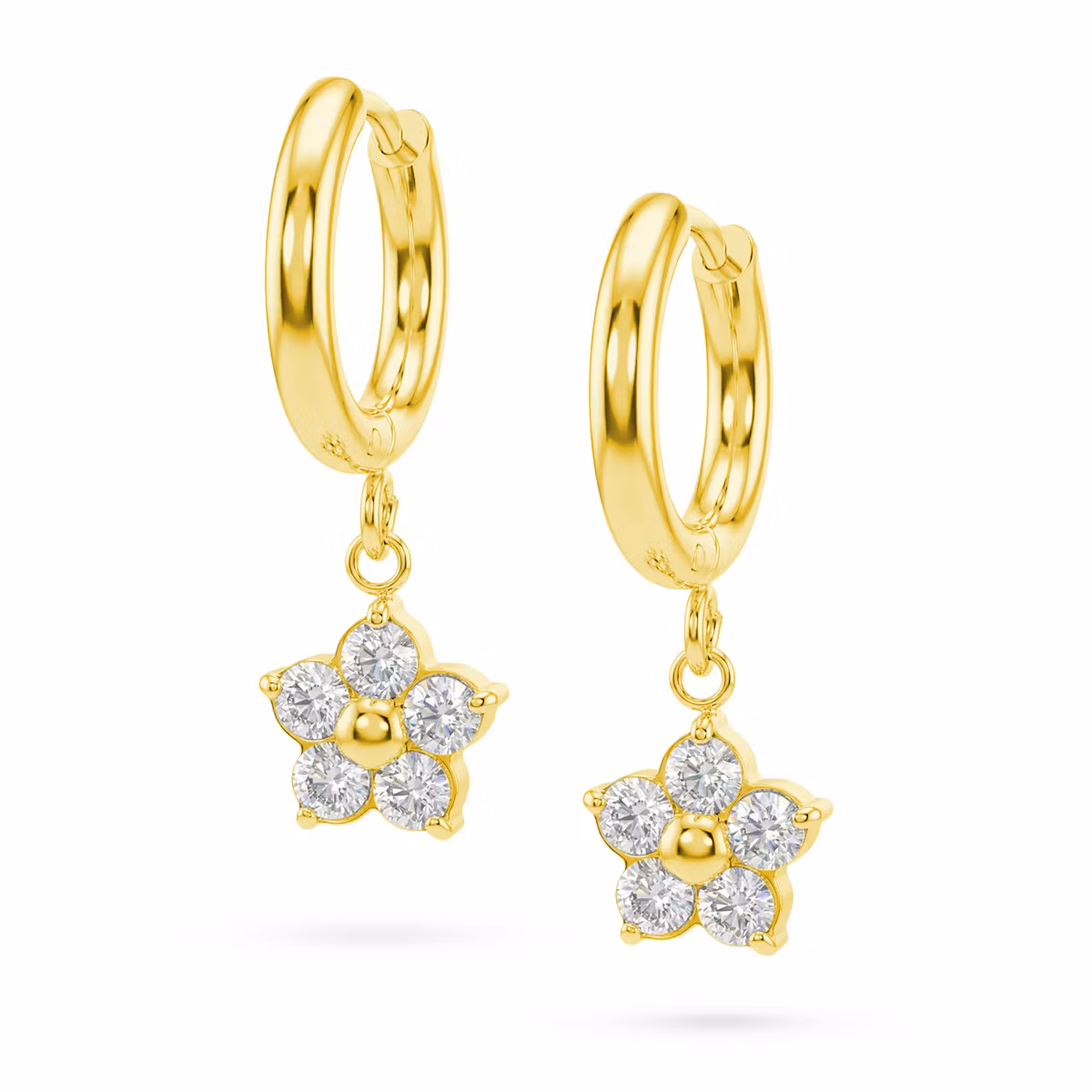 "Flowers" - 18K Guldpläterat örhänge med 5st CZ (par)