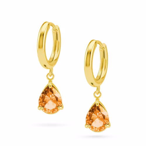 "Amber drop" - 18K Guldpläterat örhänge med CZ (par)