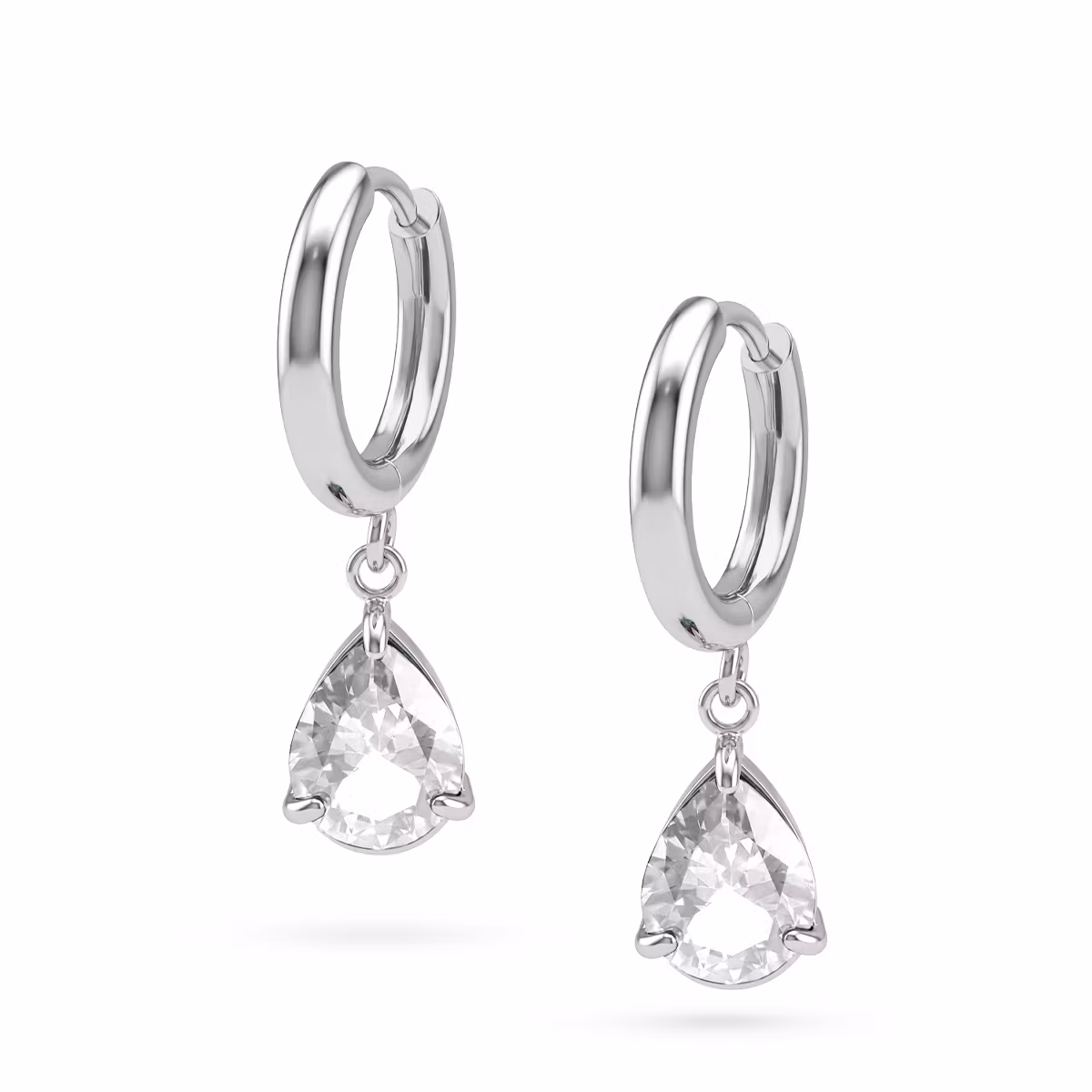 Örhänge / huggies - Single Drop klar cubic zirconia (par)