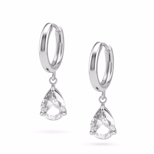 Örhänge / huggies - Single Drop klar cubic zirconia (par)