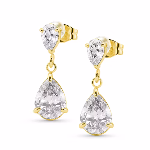 Örhänge - Double drop klar cubic zirconia (par)