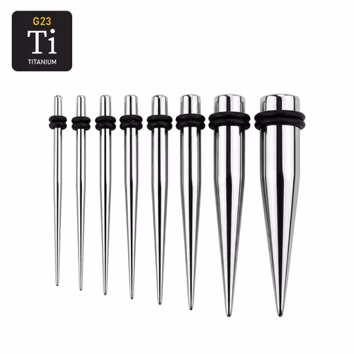 Töjning / Taper i titanium med O-ringar i gummi