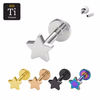 Labret i titanium 1.2mm invändigt gängad med 4mm stjärna