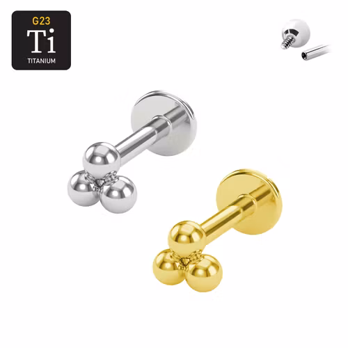 Labret i titanium 1.2mm invändigt gängad 4mm "Trinity" kluster