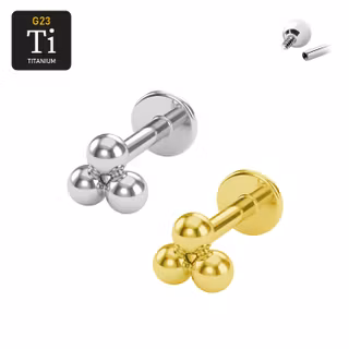 Labret i titanium 1.2mm invändigt gängad 6mm "Trinity" kluster