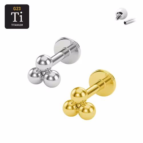 Labret i titanium 1.2mm invändigt gängad 6mm "Trinity" kluster