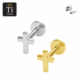 Labret i titanium 1.2mm invändigt gängad - Kors