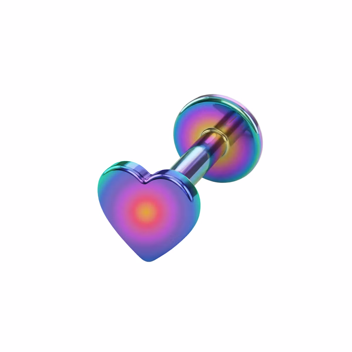 Labret i titanium 1.2mm invändigt gängad med 4mm hjärta