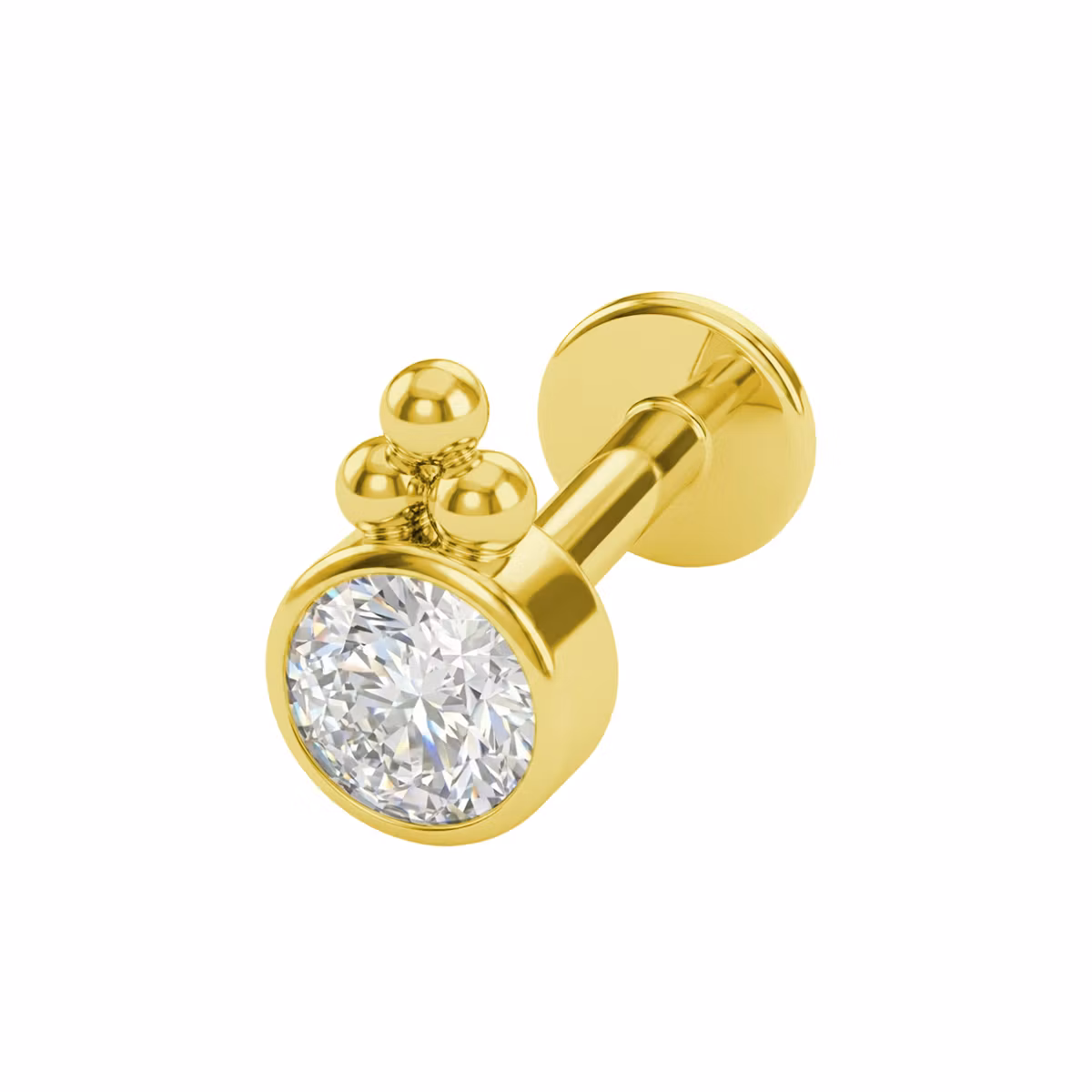 Labret i titanium 1.2mm invändigt gängad CZ med trinity kluster
