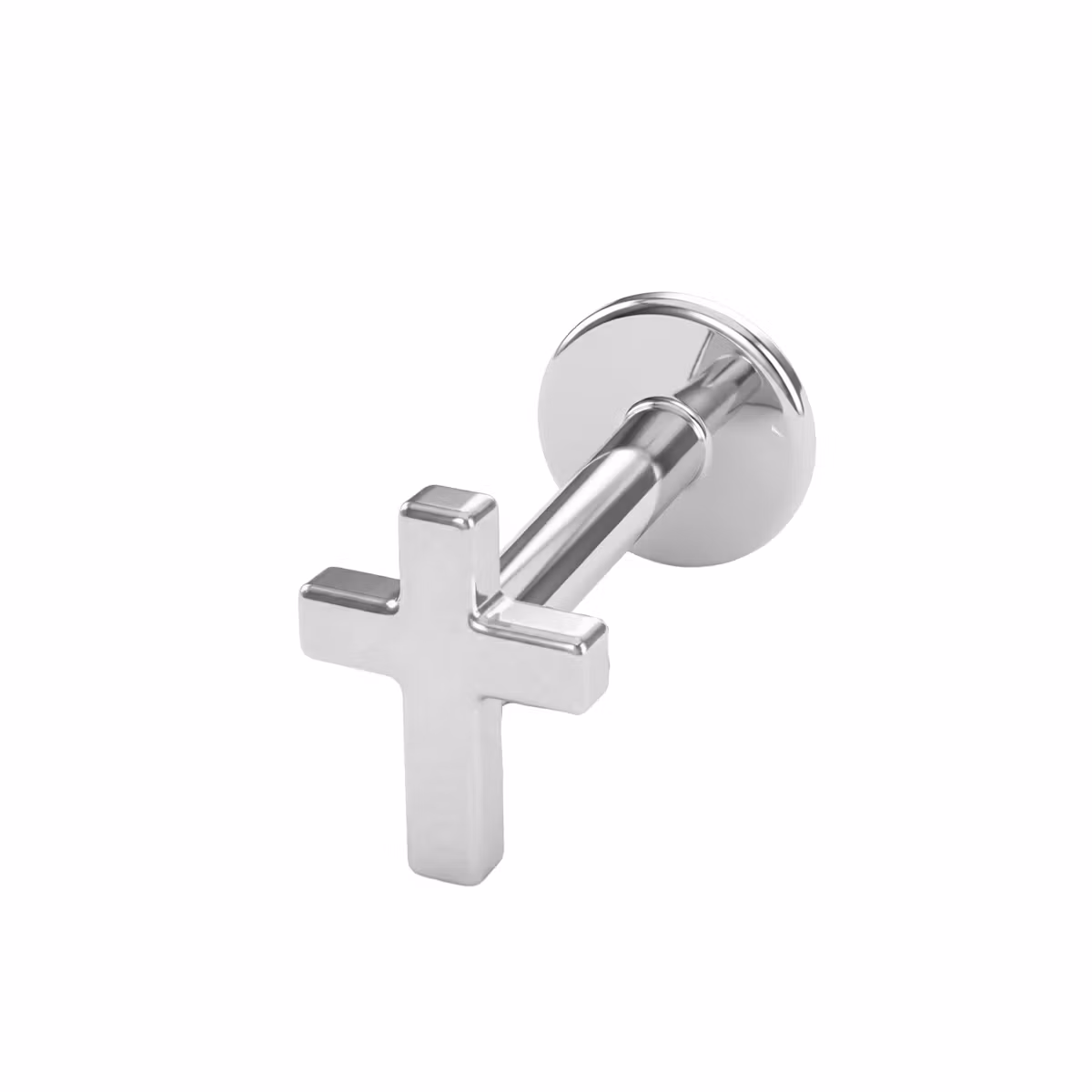 Labret i titanium 1.2mm invändigt gängad - Kors