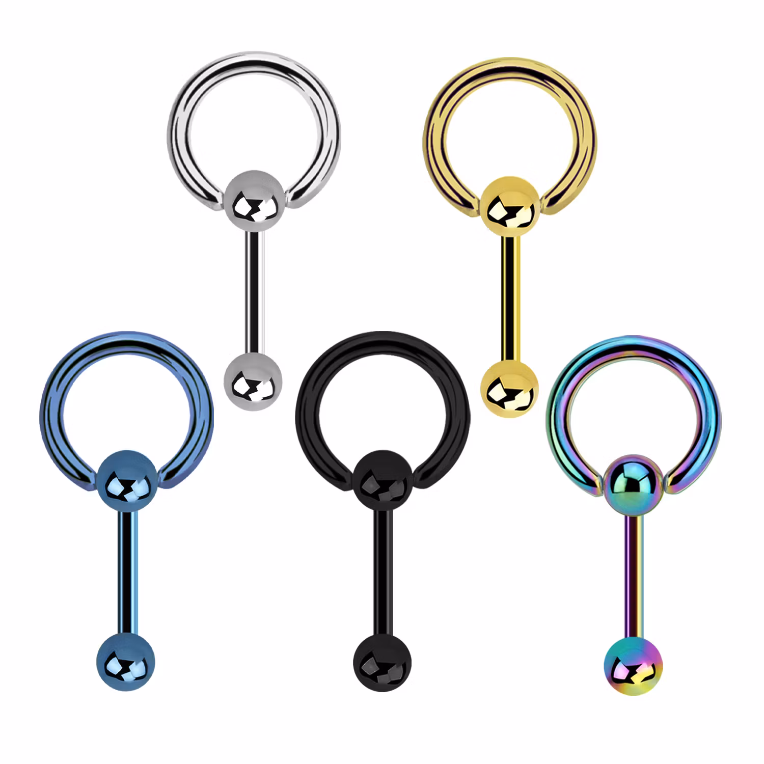 Barbell / tungstav 1.6mm i kirurgiskt stål med 6mm kulor och slavring