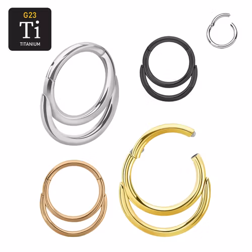 Titanium ring 1.2mm med gångjärn - Dubbla ringar design