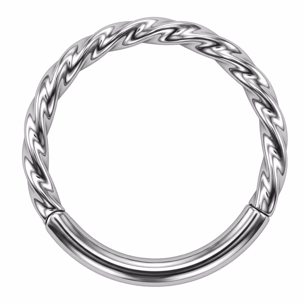 Titanium segmentring 1.2mm med gångjärn och twistad design