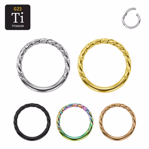 Titanium segmentring 1.2mm med gångjärn och twistad design