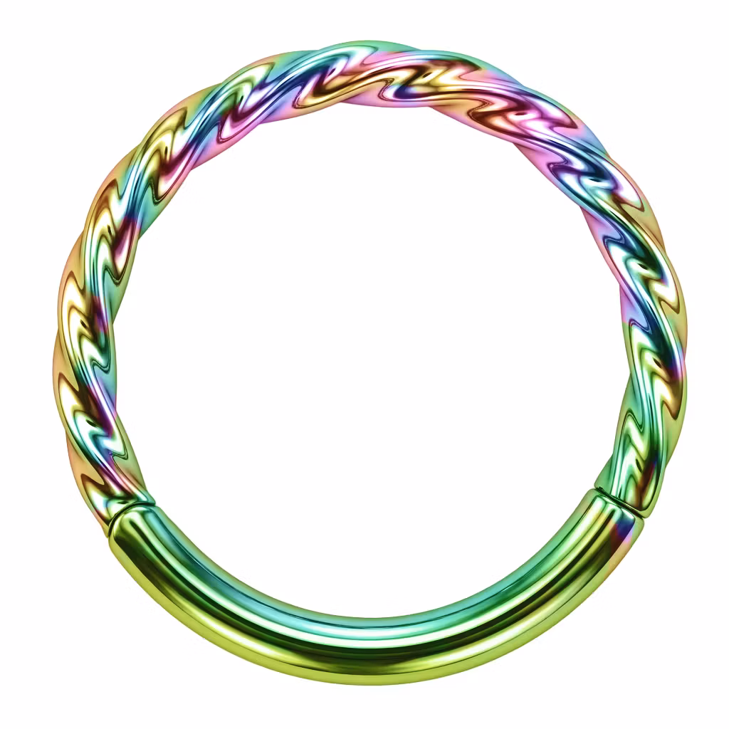 Titanium segmentring 1.2mm med gångjärn och twistad design