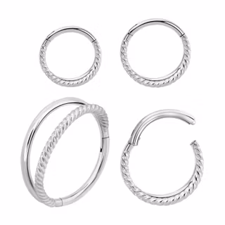 Segmentring 1.2mm i kirurgiskt stål med 1 slät och 1 twistad ring