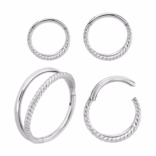 Segmentring 1.2mm i kirurgiskt stål med 1 slät och 1 twistad ring