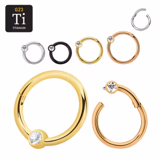 Titanium ring 1.2mm med gångjärn och 3mm kula med CZ